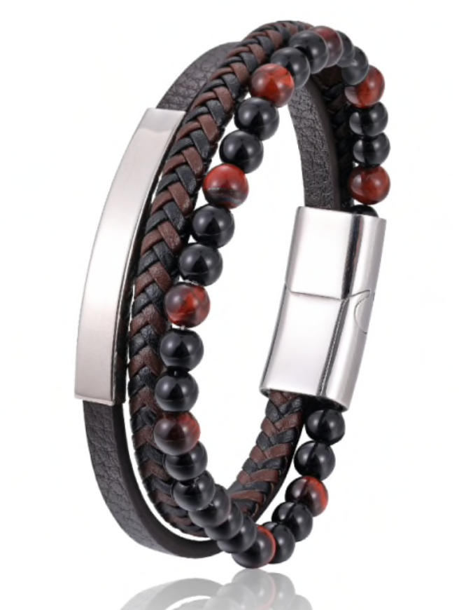 Tigers Eyes and Bar Bracelet