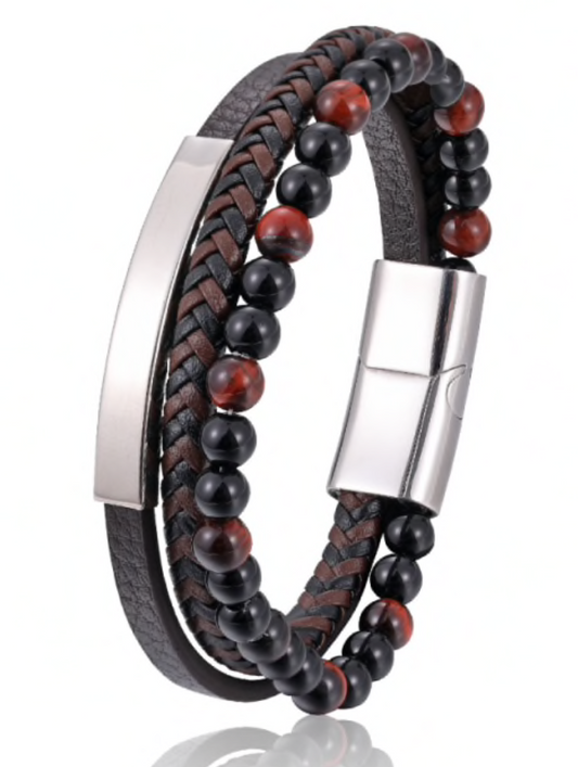 Tigers Eyes and Bar Bracelet